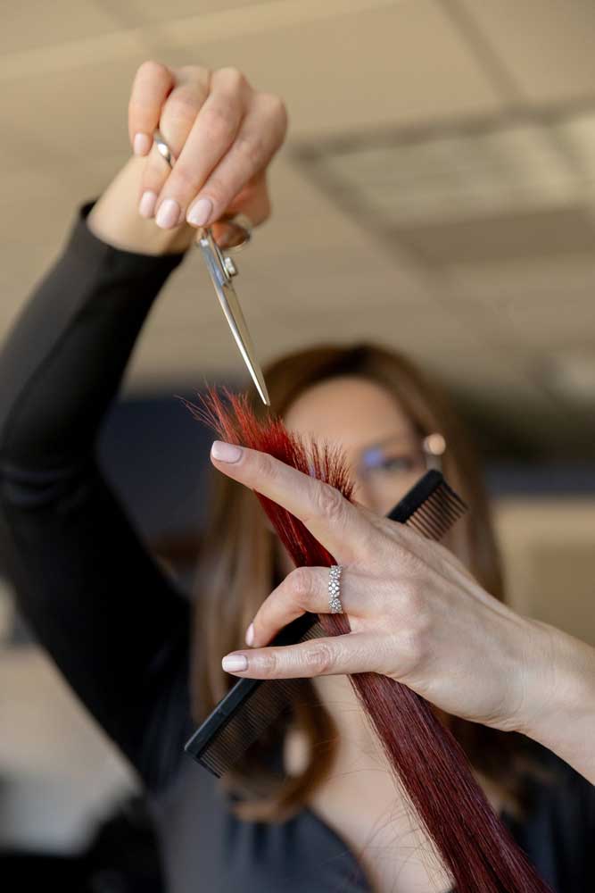 Christina cutting hair